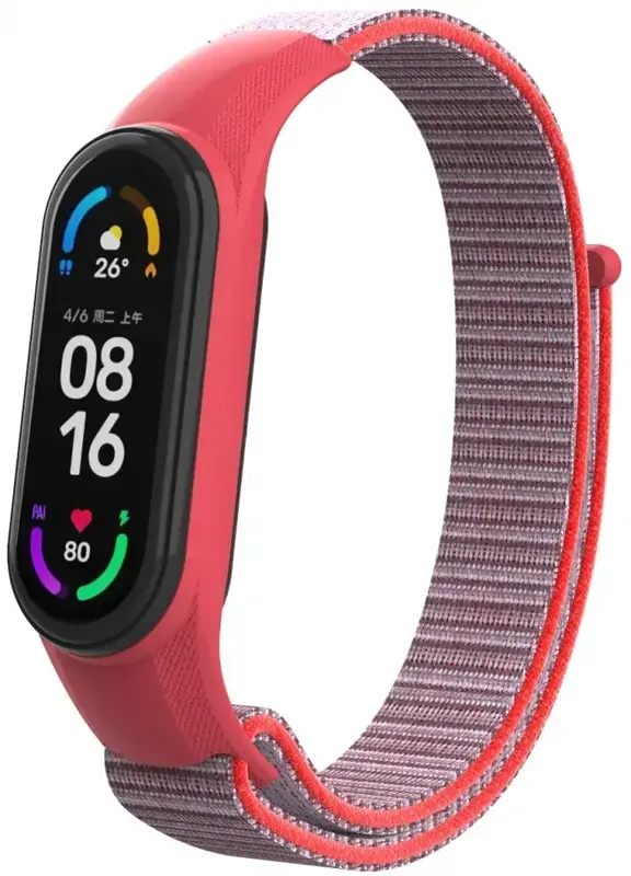 Ремешок нейлоновый для Xiaomi Mi Band 7/6/5/4 ArmorStandart Серый/Красный фото
