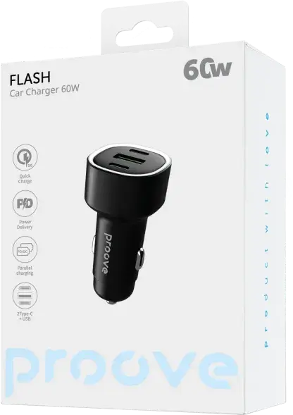 Ун.АЗУ Proove Flash (QC+PD) 2хType + USB 60W черный фото