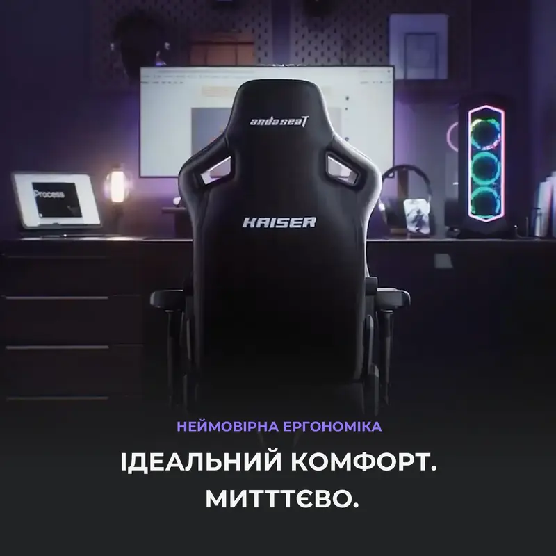 Ігрове крісло Anda Seat Kaiser 4 Size L Black Premium PVC фото