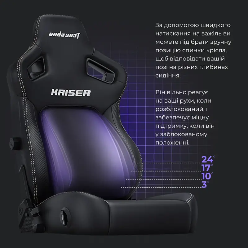 Ігрове крісло Anda Seat Kaiser 4 Size L Black Premium PVC фото