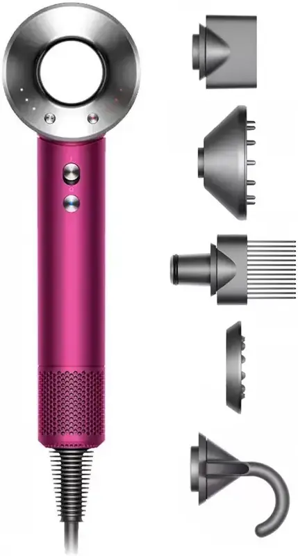 Фен Dyson Supersonic HD07 c насадкой для выпрямления - Фуксия (+5 насадок) фото