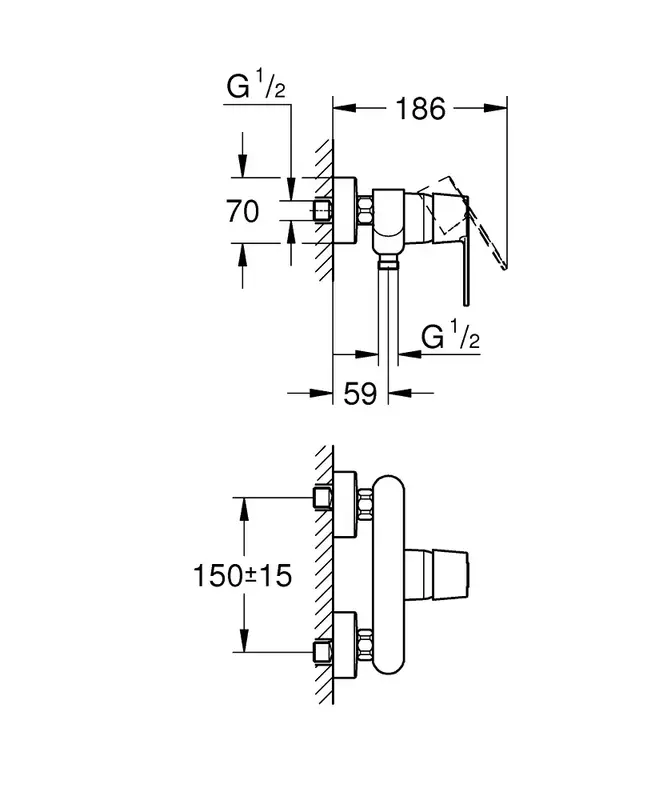 Смеситель для душа Grohe Get 1 рычаг, хром (32888000) фото