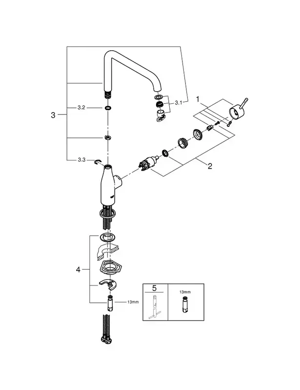Змішувач для кухні Grohe Accent, довж.виливу - 220мм (30423000) фото