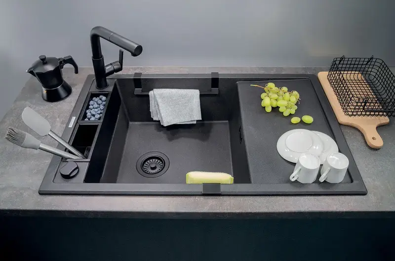 Набор аксессуаров Deante Magnetic для кухонной мойки, черный (ZZMKN11O) фото
