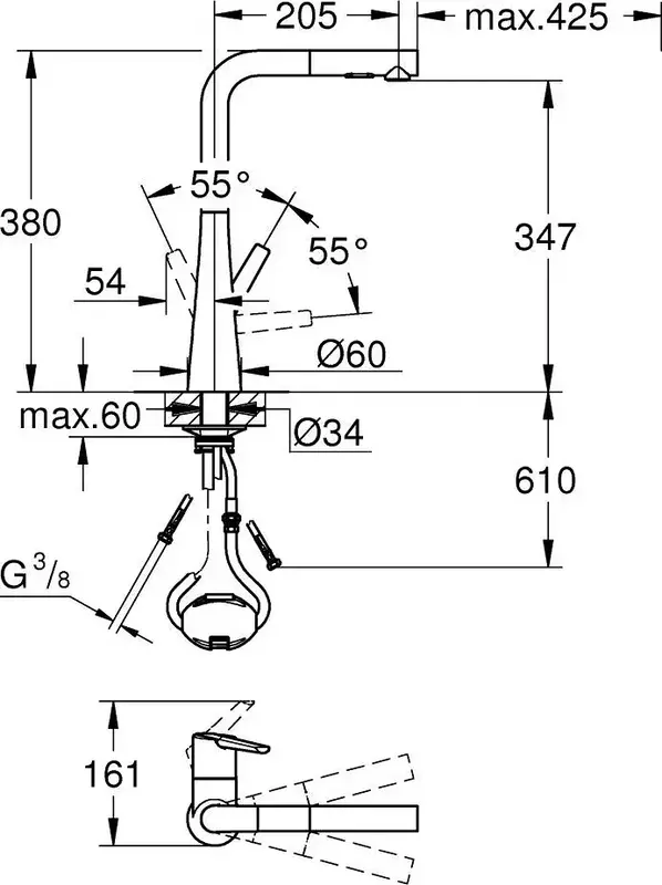 Смеситель для кухни Grohe Scala, длинн.излива - 205мм (30441DC0) фото