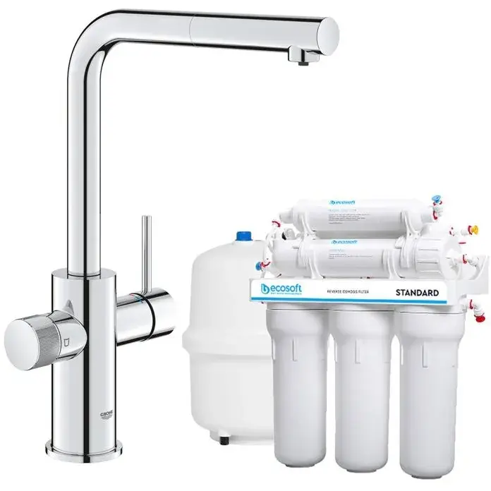 Комплект змішувача для кухні з висувним виливом Grohe Blue Pure Minta з фільтром (MO55030601) фото