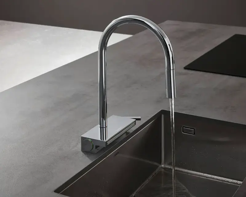 Смеситель для кухни Hansgrohe Aquno Select M81, длинн.излива - 220мм, поворотный, сталь (73837800) - фото - №4
