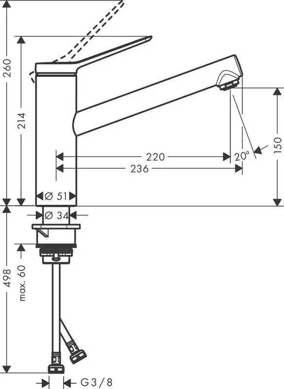 Смеситель для кухни Hansgrohe Zesis M33, поворотный, KM150, черный (74802670) фото
