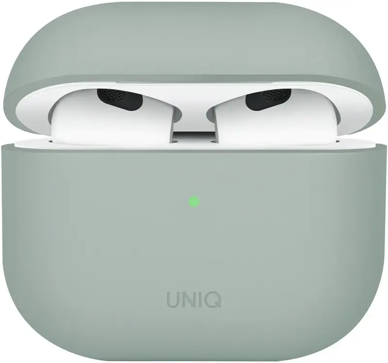 Чехол для AIRPODS 4TH GEN UNIQ LINO HYBRID LIQUID SILICON CASE ICEPLANT GREEN (UNIQ-AIRPODS(2024)-LINOIGRN) - фото - №0