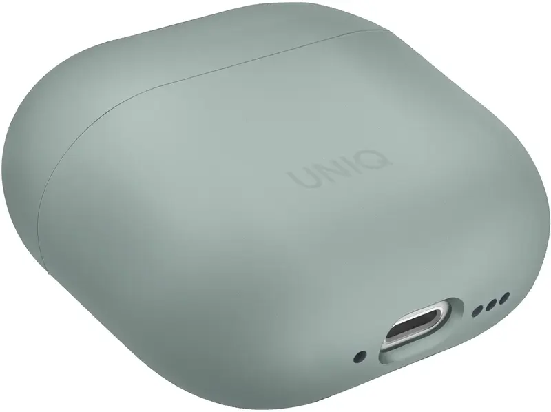 Чехол для AIRPODS 4TH GEN UNIQ LINO HYBRID LIQUID SILICON CASE ICEPLANT GREEN (UNIQ-AIRPODS(2024)-LINOIGRN) - фото - №3