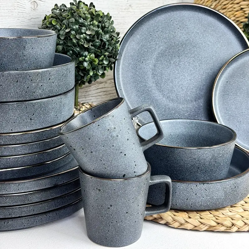 Тарілка десертна Ardesto Fasano, 19.6см, кераміка, сірий темний - фото - №4