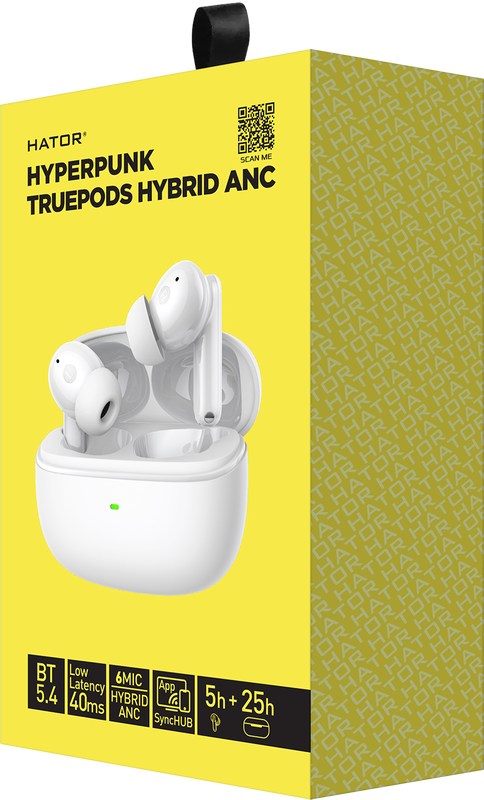 Гарнітура ігрова HATOR Hyреrpunk Truepods Hybrid ANC (HTA432) White фото