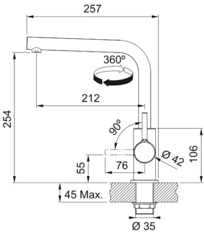 Змішувач для кухні Franke Lina L Shape, довж.виливу - 212мм (115.0693.230) - фото - №1