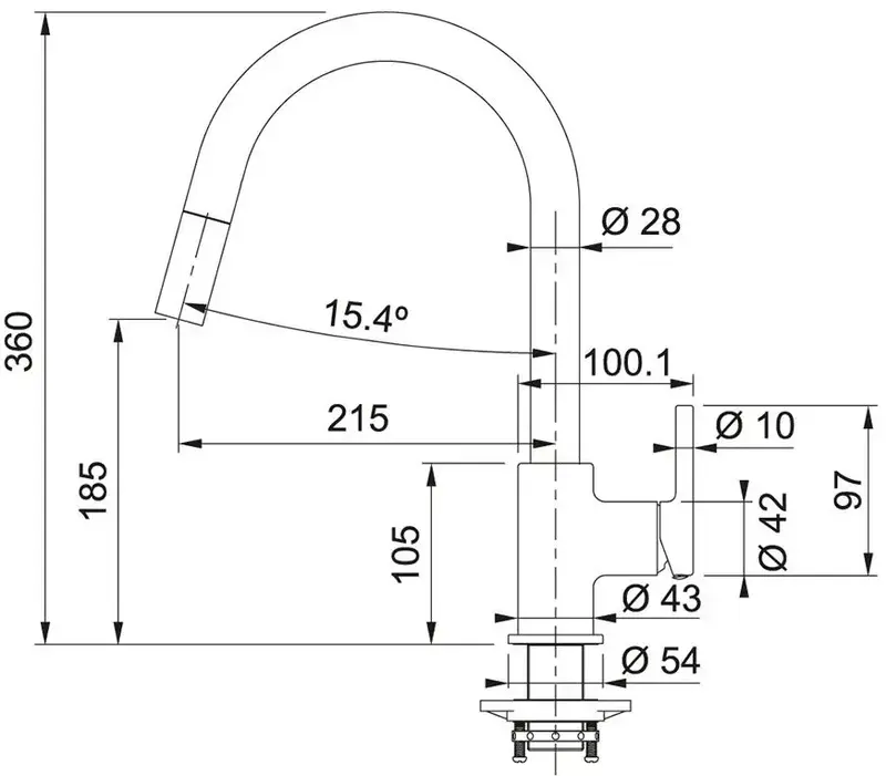 Змішувач для кухні Franke Lina, довж.виливу - 215мм, витяжний (115.0626.081) - фото - №1