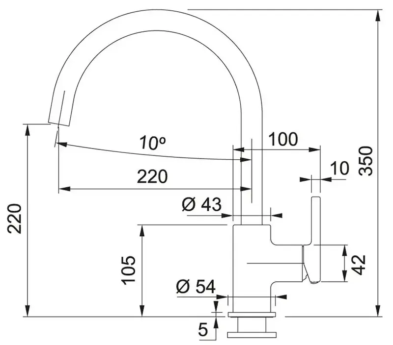 Змішувач для кухні Franke Lina, довж.виливу - 220мм, поворотний (115.0626.024) - фото - №1