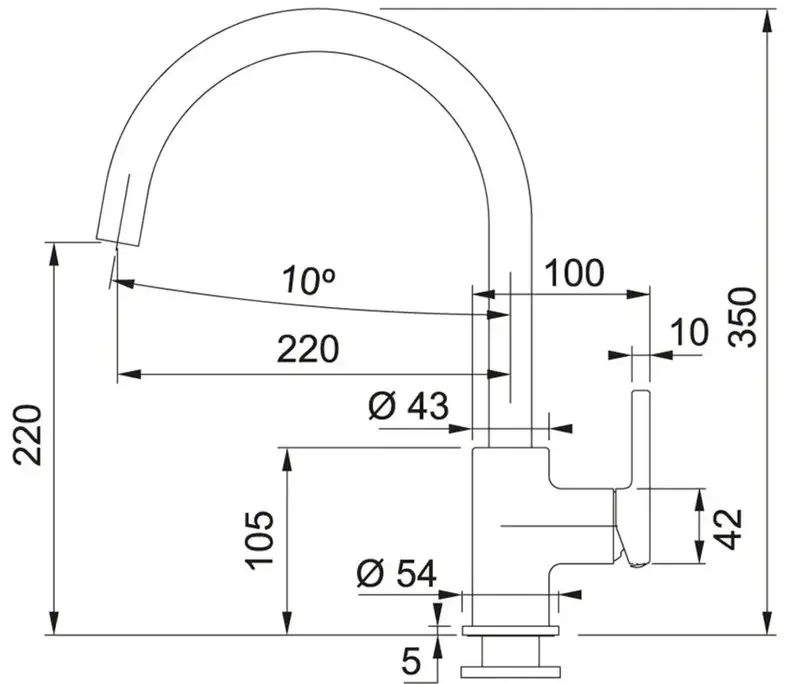 Змішувач для кухні Franke Lina, довж.виливу - 220мм, поворотний (115.0626.022) - фото - №1