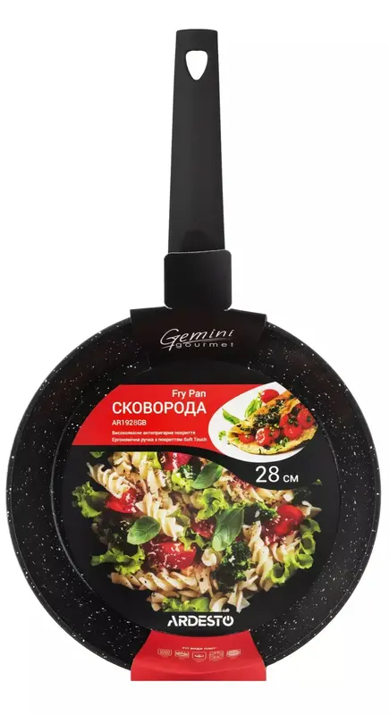 Сковорода Ardesto Gemini Gourmet Spoleto, 28см, алюміній, чорний - фото - №2