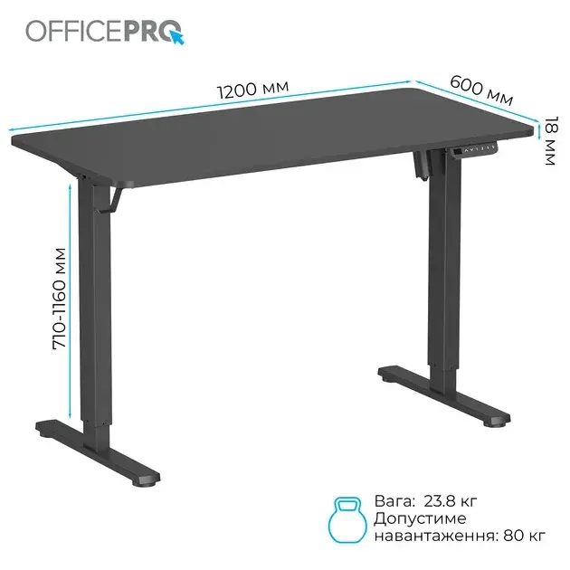 Комп'ютерний стіл Officepro ODE1260B Black - фото - №9