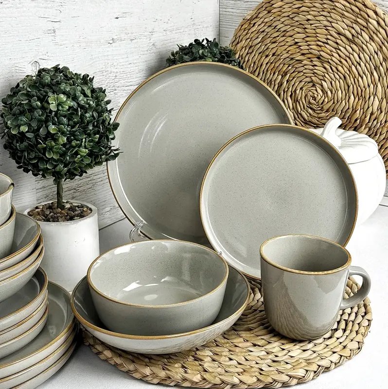 Тарілка обідня Ardesto Apulia, 26.6см, кераміка, сірий - фото - №5