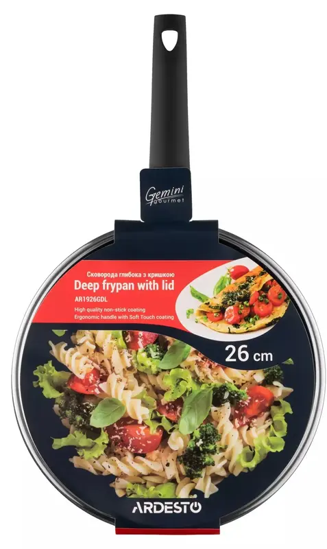 Сковорода глубокая с крышкой Ardesto Gemini Gourmet Viareggio, 26см, алюминий, черный - фото - №2