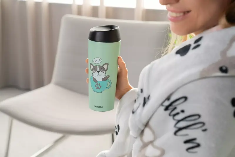 Термокружка Ardesto Coffee time Frenchie, 450мл, нержавеющая сталь, зеленый фото