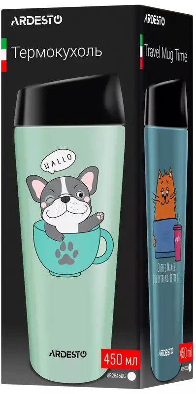 Термокружка Ardesto Coffee time Red Cat, 450мл, нержавеющая сталь, синий фото
