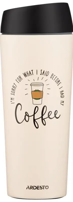 Термокружка Ardesto Coffee Time, 450мл, нержавеющая сталь, бежевый фото
