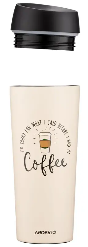 Термокружка Ardesto Coffee Time, 450мл, нержавеющая сталь, бежевый фото