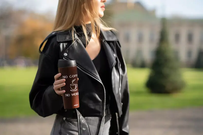 Термокружка Ardesto Coffee Time, 450мл, нержавеющая сталь, коричневый фото