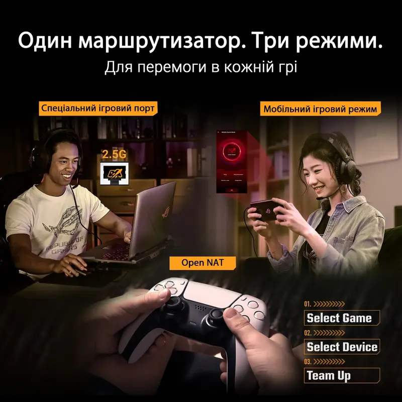 Интернет роутер Asus TUF-BE6500 3x2.5GE LAN, 1x2.5xGE WAN, 1xUSB3.2, MESH фото