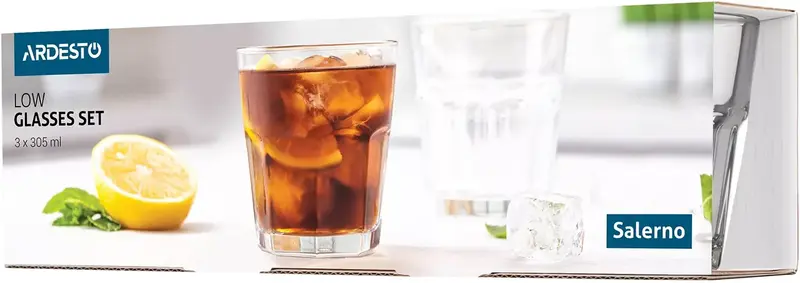 Набір склянок низьких Ardesto Salerno, 305мл, 3шт, скло, прозорий (AR2630WS) - фото - №3