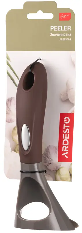 Овочечистка Ardesto Gemini, 19см, нержавіюча сталь, пластик, сіро-коричневий (AR2157PG) - фото - №6