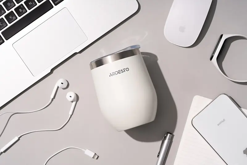 Термокружка Ardesto Compact Mug, 350мл, нержавеющая сталь, белый фото