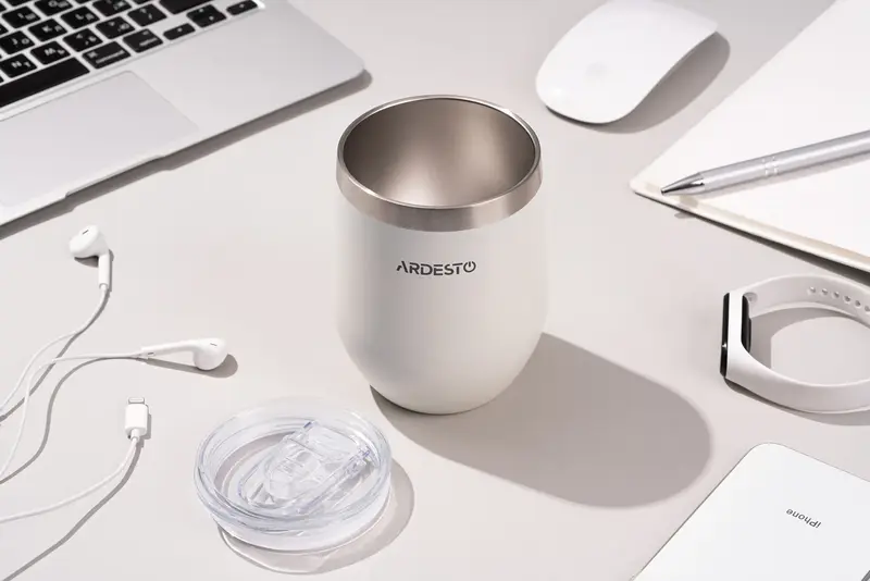 Термокружка Ardesto Compact Mug, 350мл, нержавеющая сталь, белый фото