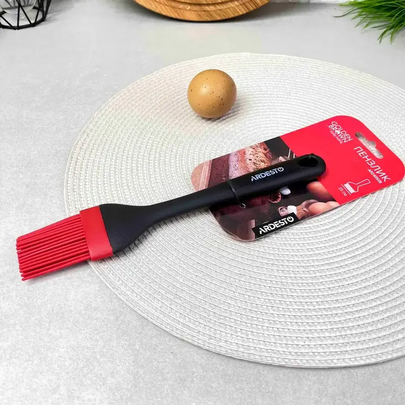 Пензлик Ardesto Golden Brown, 25см, силікон, пластик, чорно-червоний (AR2405SB) - фото - №3