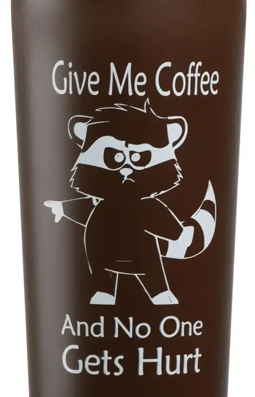 Термочашка Ardesto Coffee time Raccoon, 450мл, нержавеющая сталь, коричневый фото