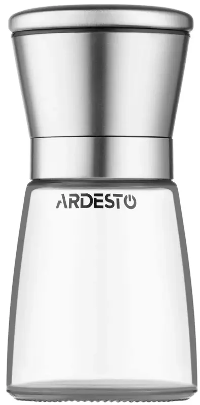 Млинок для солі та перцю Ardesto Gemini, 180мл, скло, нержавіюча сталь, прозорий (AR2101SS) фото