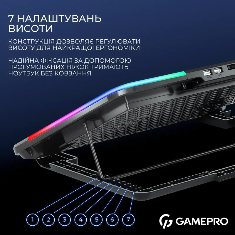 Охолоджувальна підставка для ноутбука Gamepro CP590 Black - фото - №11