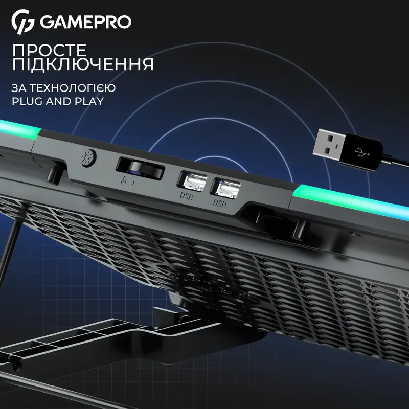 Охолоджувальна підставка для ноутбука Gamepro CP590 Black - фото - №7