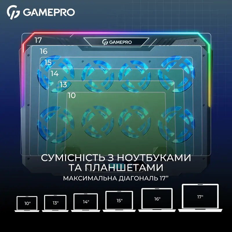 Охолоджувальна підставка для ноутбука Gamepro CP1040 Black/Gray - фото - №8