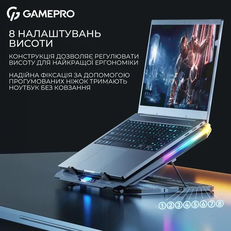 Охолоджувальна підставка для ноутбука Gamepro CP1040 Black/Gray - фото - №9