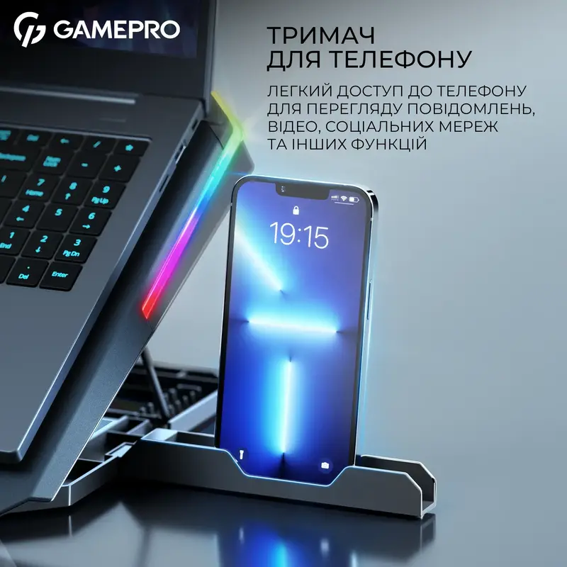 Охолоджувальна підставка для ноутбука Gamepro CP1040 Black/Gray - фото - №10