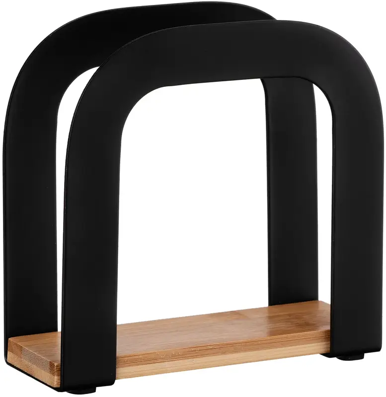 Серветниця Ardesto Midori 12х4.5х12см, метал, бамбук, чорна (AR0911BB) - фото - №0