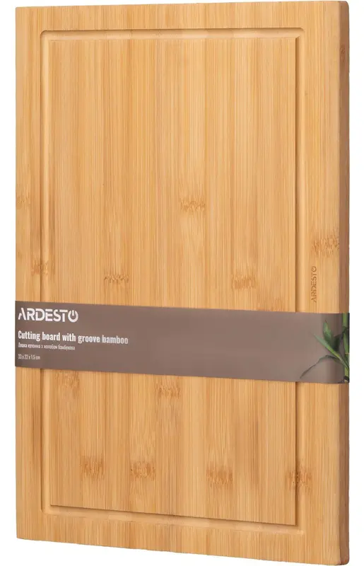Дошка кухонна з жолобом Ardesto Midori, 33х22х1.5см, бамбук - фото - №0