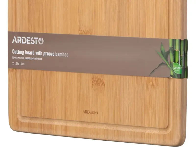 Дошка кухонна з жолобом Ardesto Midori, 33х24х1.5см, бамбук - фото - №3