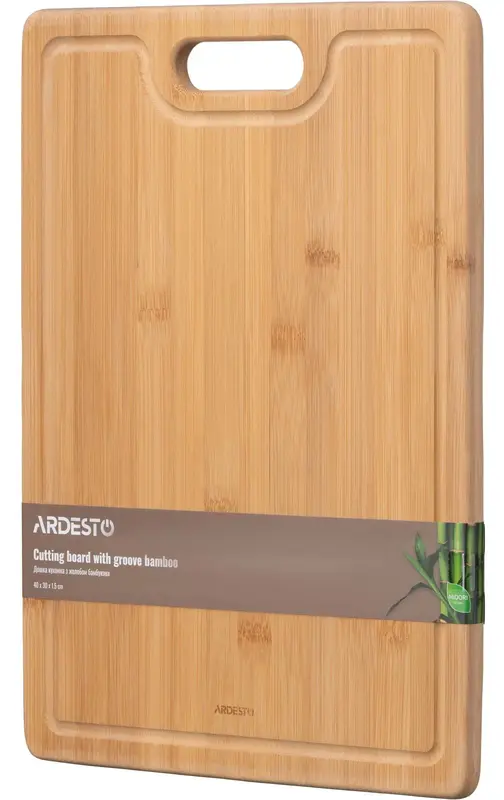 Дошка кухонна з жолобом Ardesto Midori, 40х30х1.5см, бамбук - фото - №0
