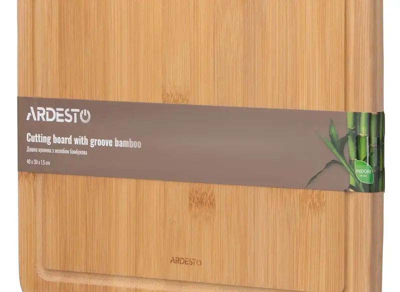 Дошка кухонна з жолобом Ardesto Midori, 40х30х1.5см, бамбук - фото - №3