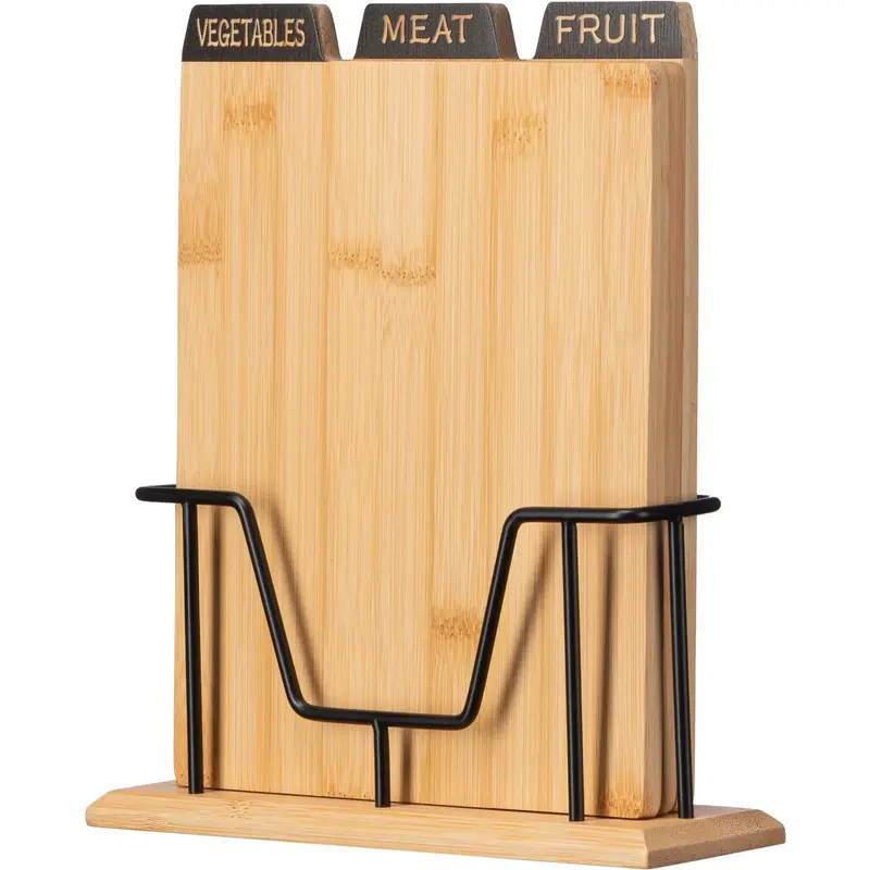 Набір дошок кухонних на підставці Ardesto Midori, 3шт, 23.5х7.5х27см, бамбук, метал - фото - №0