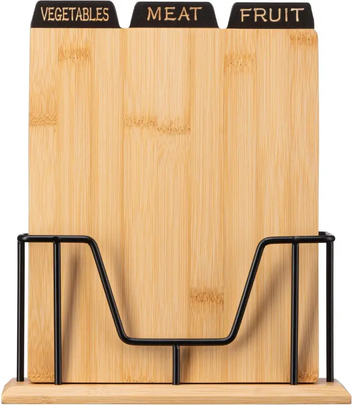 Набір дошок кухонних на підставці Ardesto Midori, 3шт, 23.5х7.5х27см, бамбук, метал - фото - №1