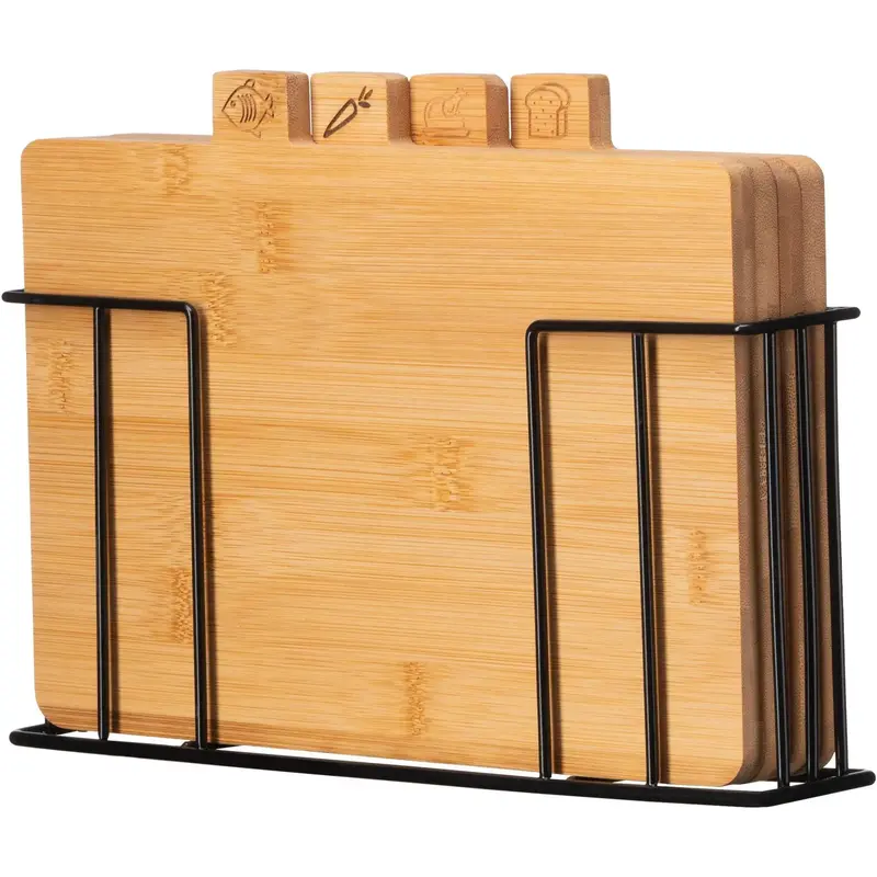 Набір дошок кухонних на підставці Ardesto Midori, 4шт, 30х5.6х20.3см, бамбук, метал - фото - №0